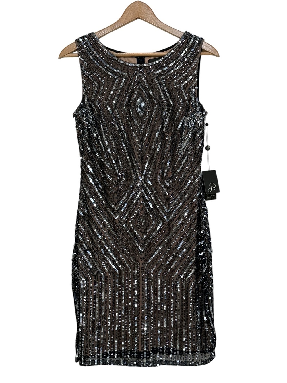 Adrianna Papell Beaded Sequin Cocktail Dress Size 8 NWT